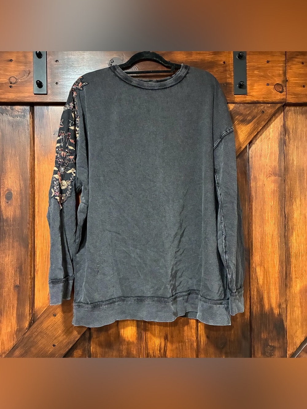 Free People beaded embroidered flower sweatshirt